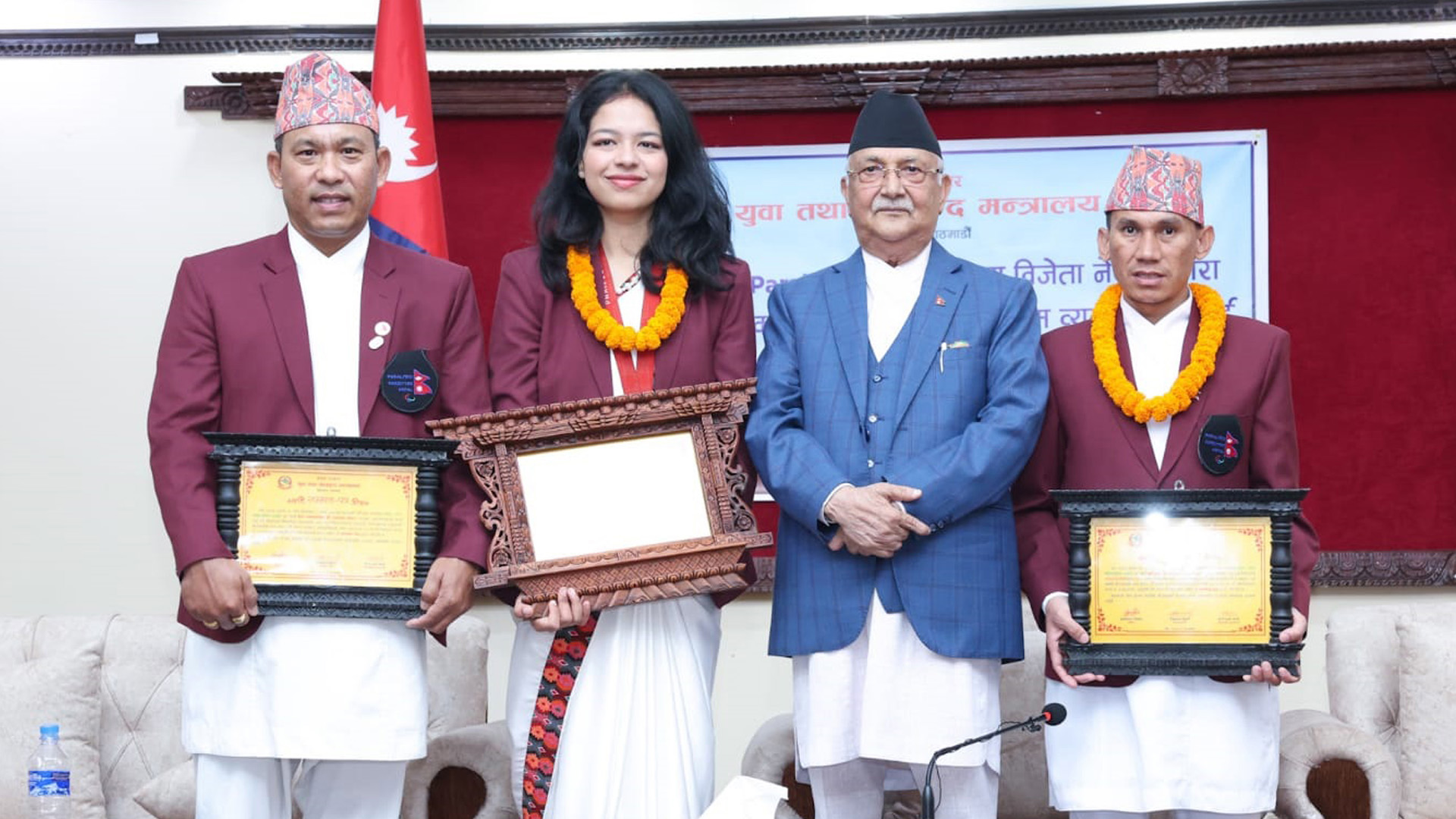 पारालिम्पिक्स पदक विजेता पलेशालाई प्रधानमन्त्रीबाट रु. ६५ लाख पुरस्कार सहित सम्मान