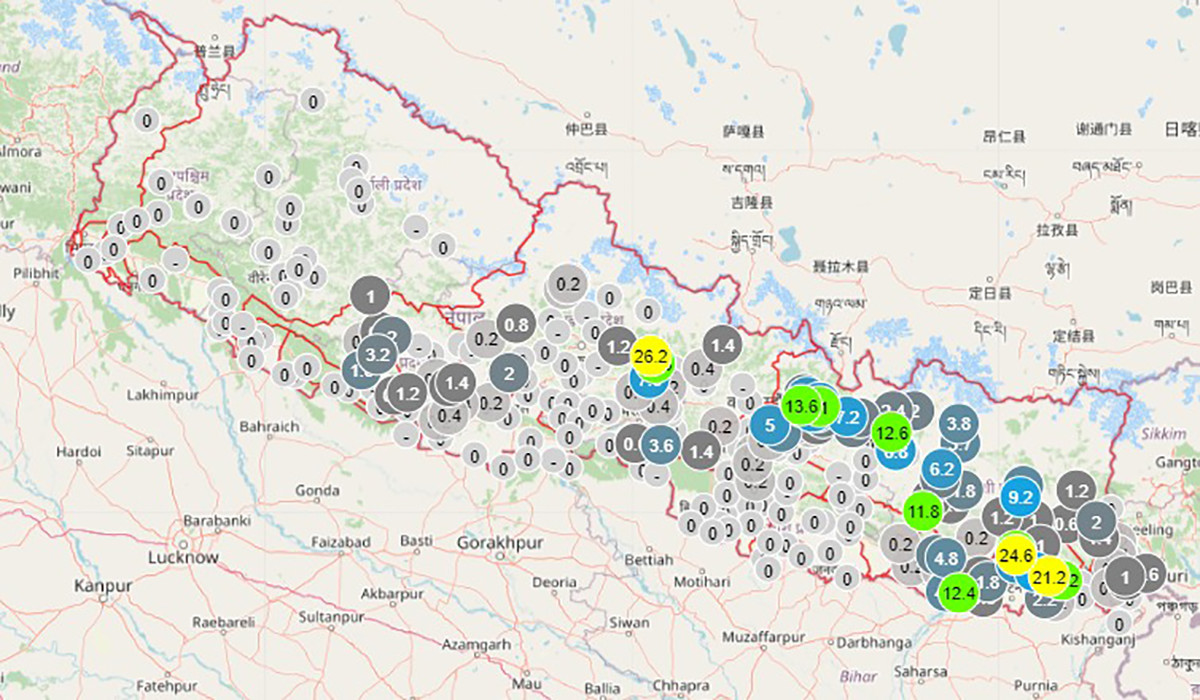 कोशी प्रदेशका केही स्थानमा वर्षा