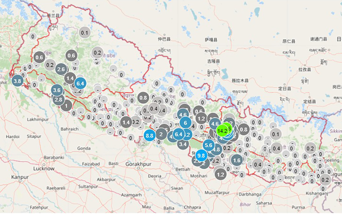 कोशी, मधेस र सुदूरपश्चिममा भारी वर्षा